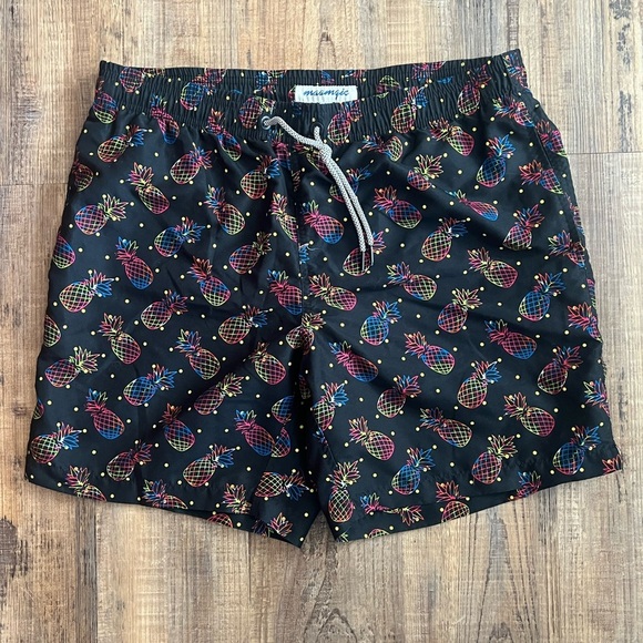 Men's Black Pineapple Swim Trunks - Picture 1 of 4